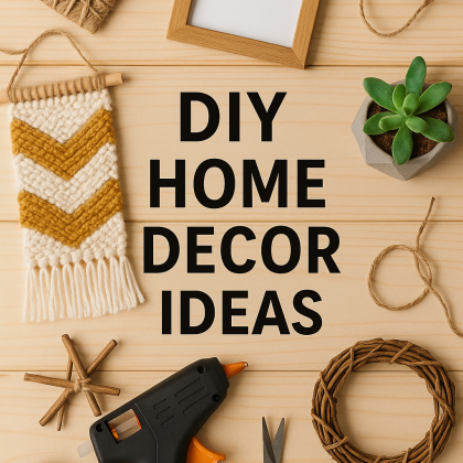 Creative DIY home decor ideas including mason jar lights, wall art, and handmade home accessories