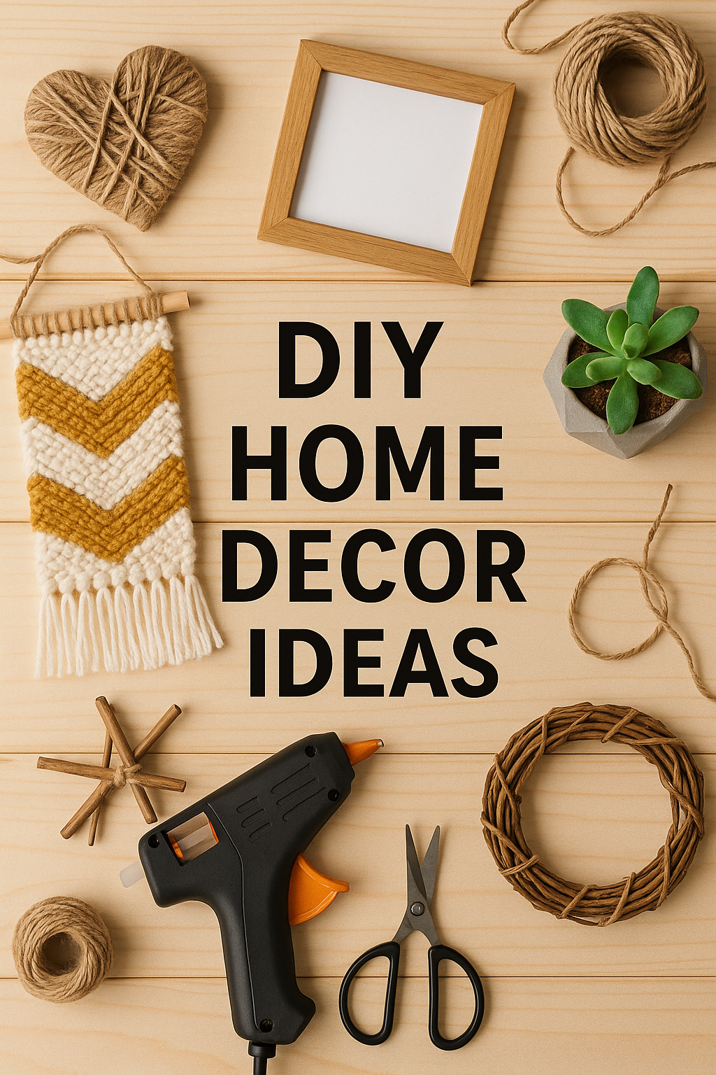 Creative DIY home decor ideas including mason jar lights, wall art, and handmade home accessories